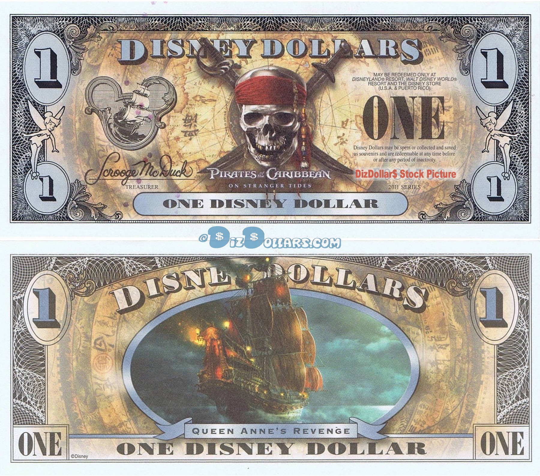 Disney Dollar 1ダラー2011年パイレーツ・オブ・カリビアン　2枚 Disney Dollar 1ダラー2011年パイレーツ・オブ・カリビアン 2枚