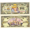 2005 "T" $1 UNC Disney Dollars - Cinderella front with Disneyland Sleeping Beauty's Castle on back - "T" 50th Anniversary Series from Disney Store
