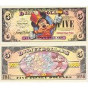 2008 "T" $5 UNC Disney Dollar - Boyer's Band Leader Mickey Front Boyer's Mickey through the years back - "T" Mickey Mouse's 80th Anniversary Series from Disney Store