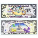 2009 "D" $10 UNC RARE 4 DIGIT Disney Dollar - Mickey, Donald and Goofy with Cake front with Cinderella's Castle in Clouds on back - Celebrate You series from Disney World