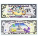 2009 "T" $10 UNC 5 DIGIT 2 Consecutive Disney Dollar - Mickey, Donald and Goofy with Cake front with Cinderella's Castle in Clouds on back - Celebrate You series from Disney Store