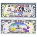 2009 "T" $5 UNC RARE 4 DIGIT Disney Dollar - Daisy Duck and Minnie Mouse front with Cinderella's Castle in Clouds on back - Celebrate You series from Disney Store