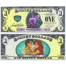 2013 "A" $1 UNC 5 DIGIT 4 Consecutive Disney Dollar - Ursula on the front with the Little Mermaid (Ariel) and Eric her prince on back - Villains & Heroes series from Disneyland ~ © DizDollars.com